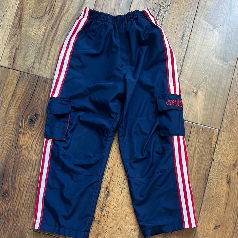 Adidas Navy Track Pants with Red Stripes